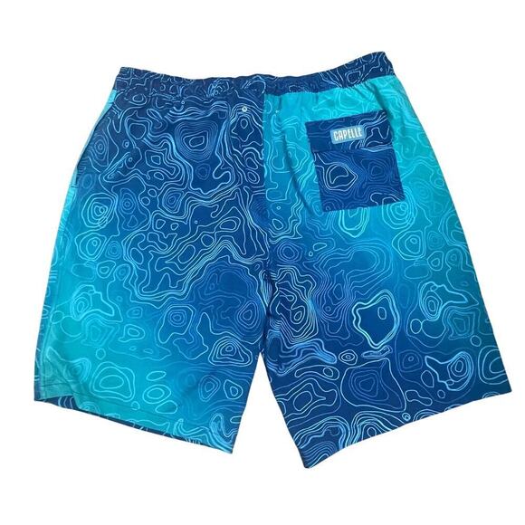 Capelle Swim Trunks Shorts Men Size 3XL Blue Multi Pockets Inner Lining Pull On - Picture 2 of 7